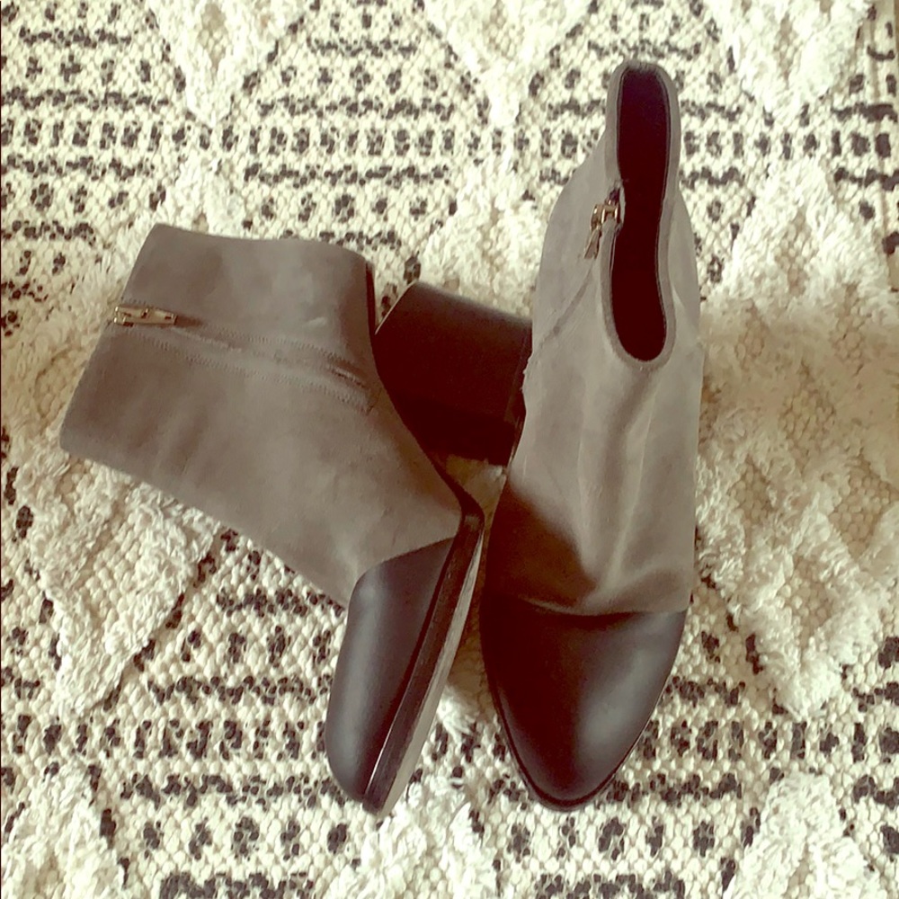 Black and grey booties